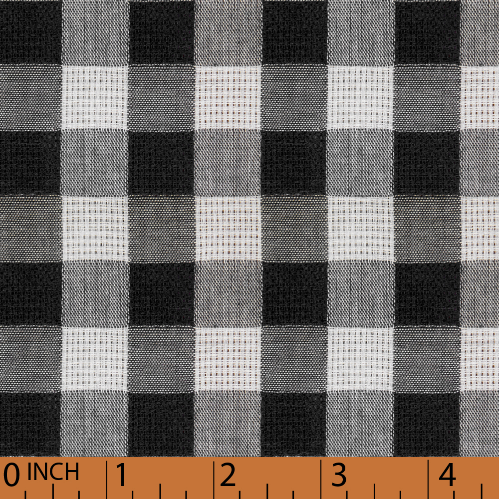 O20- Black check linen fabric